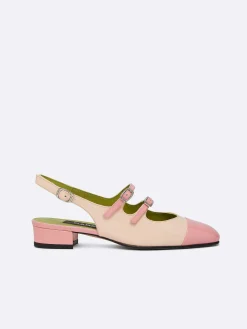 Carel Slingbacks>Naakt En Roze Lakleer Slingback Mary Janes