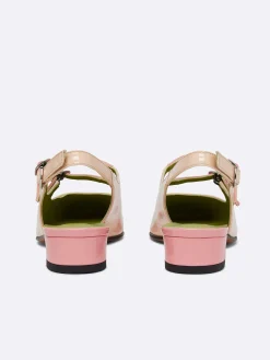 Carel Slingbacks>Naakt En Roze Lakleer Slingback Mary Janes