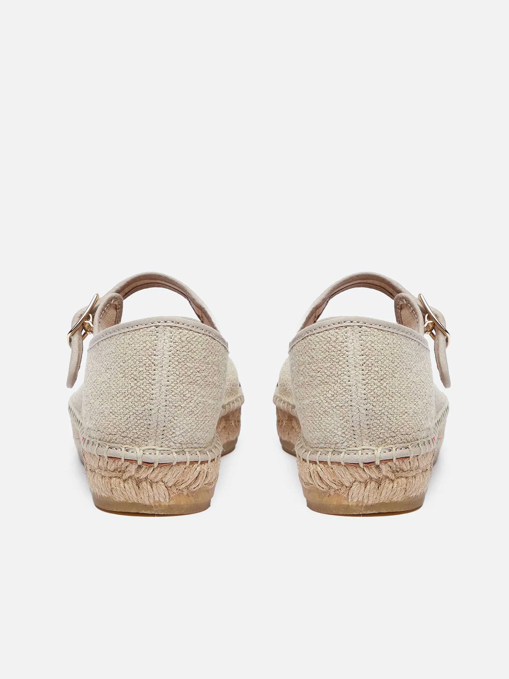 Carel Espadrilles>Natuurlijk En Zwart Linnen Mary Janes Espadrilles