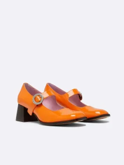 Carel Pompen>Oranje Lakleren Mary Janes Pumps