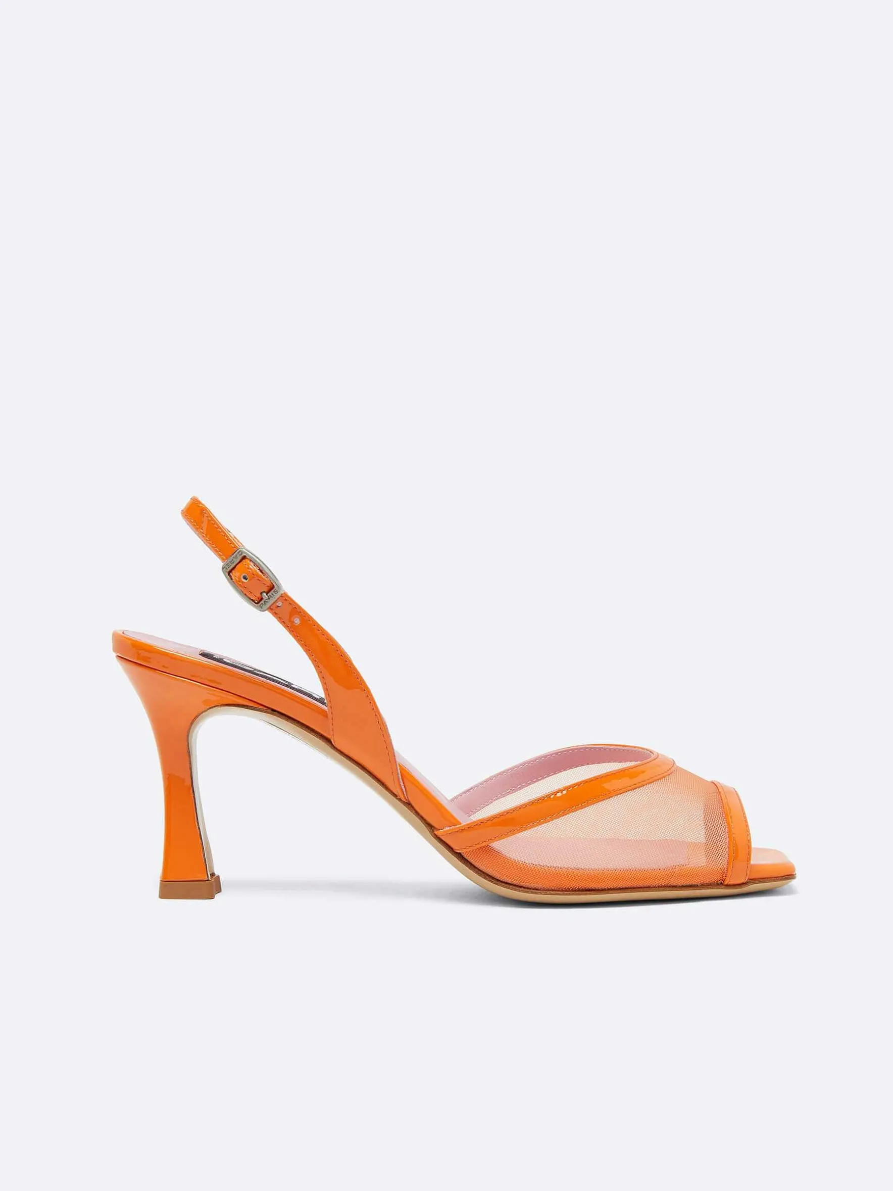 Carel Sandalen En Muilezels>Oranje Leren En Mesh Sandalen