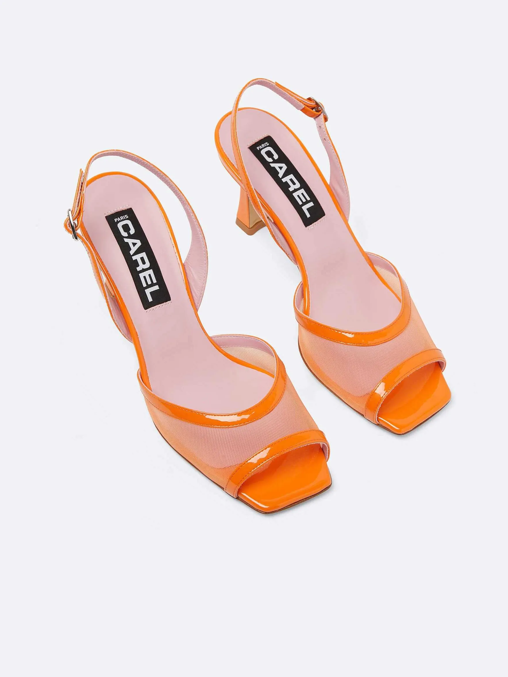 Carel Sandalen En Muilezels>Oranje Leren En Mesh Sandalen