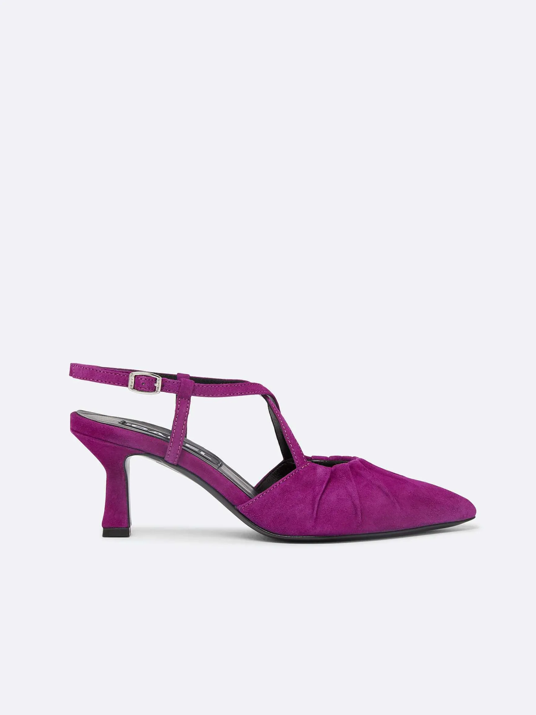 Carel Pompen>Paarse Upcycled Suede Slingback Pumps