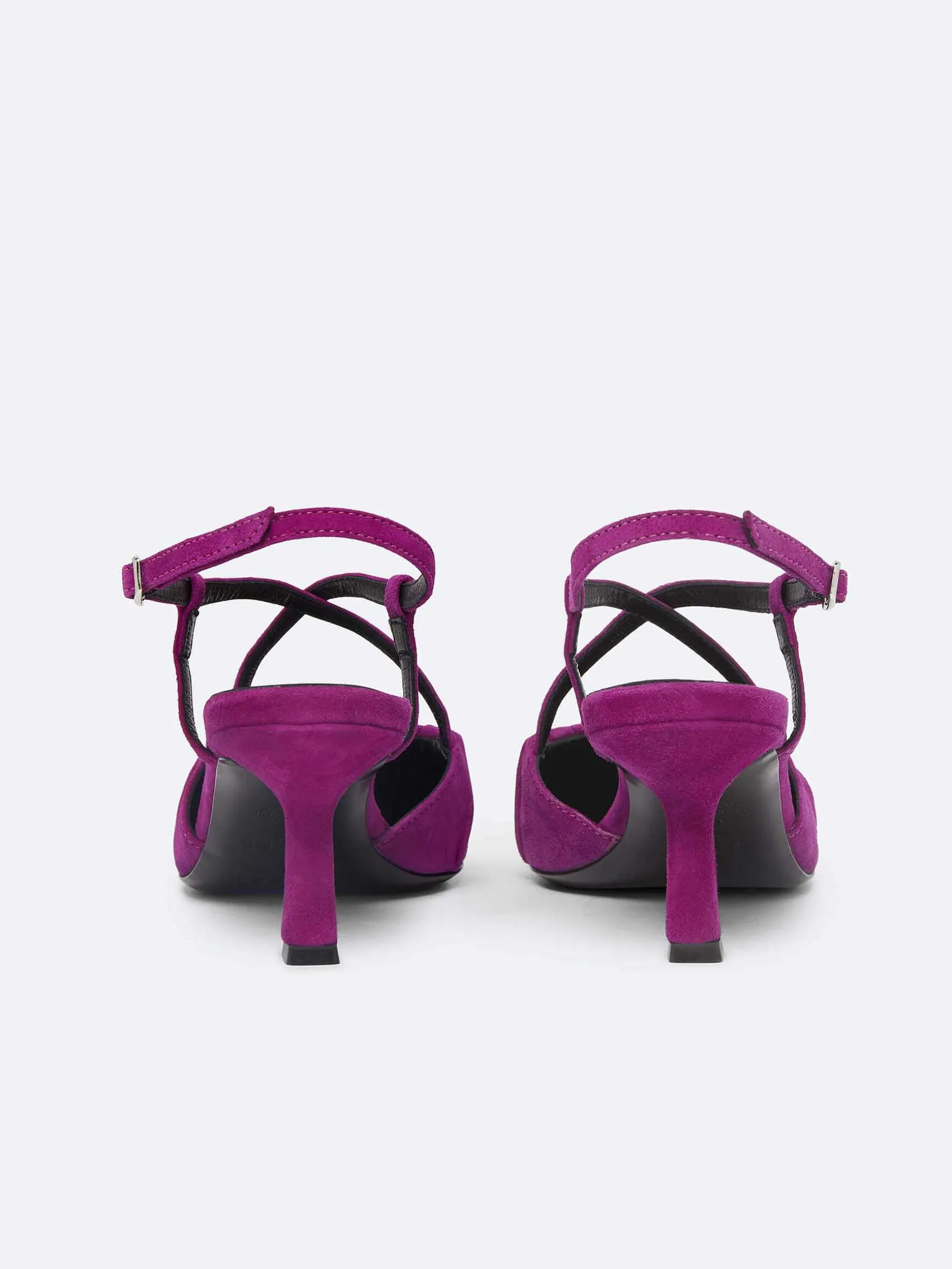 Carel Pompen>Paarse Upcycled Suede Slingback Pumps