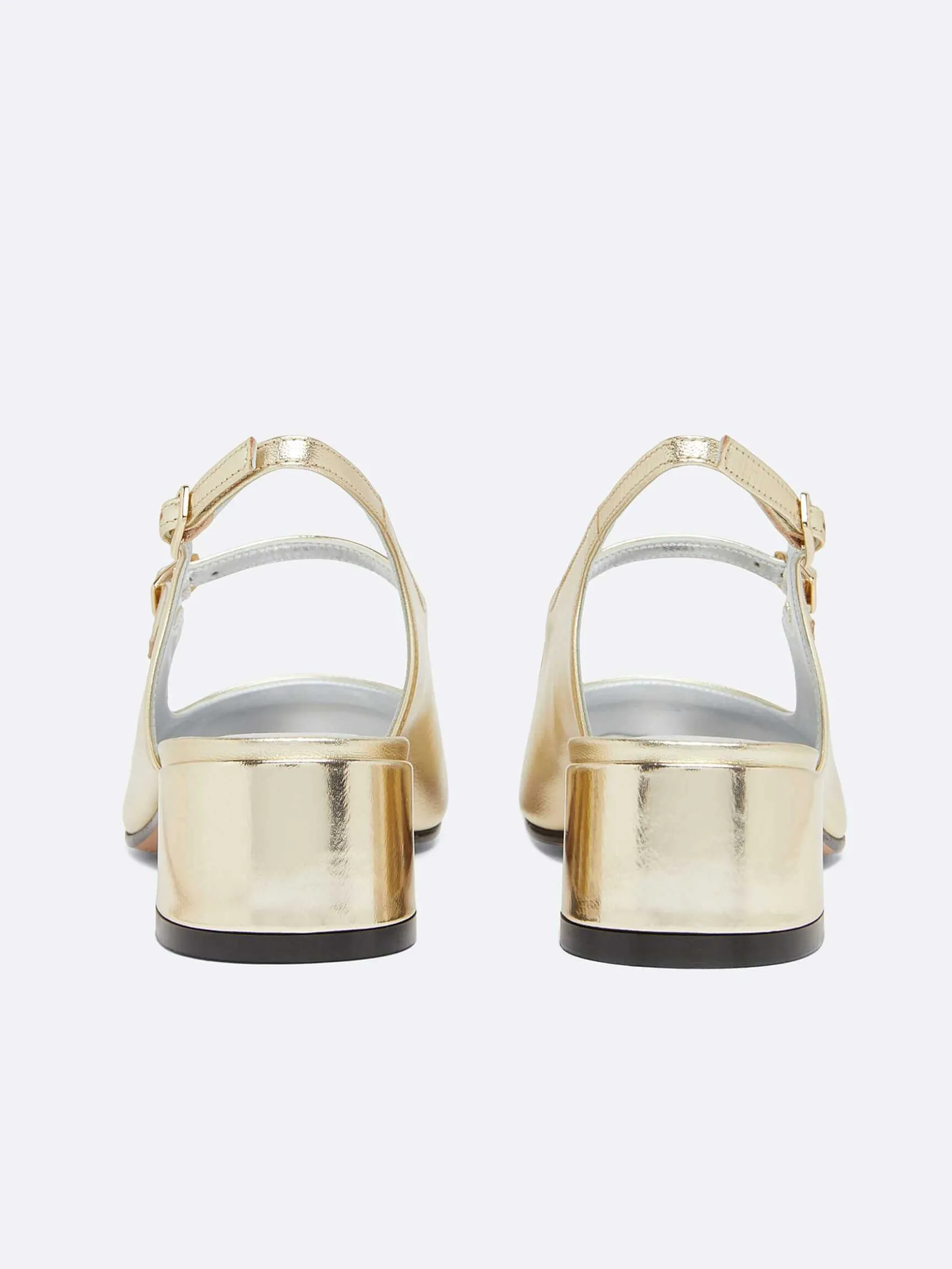Carel Maria Janes>Platina Lederen Gelamineerde Slingback Mary Janes