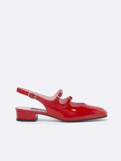 Carel Slingbacks>Rode Lakleren Slingback Mary Janes