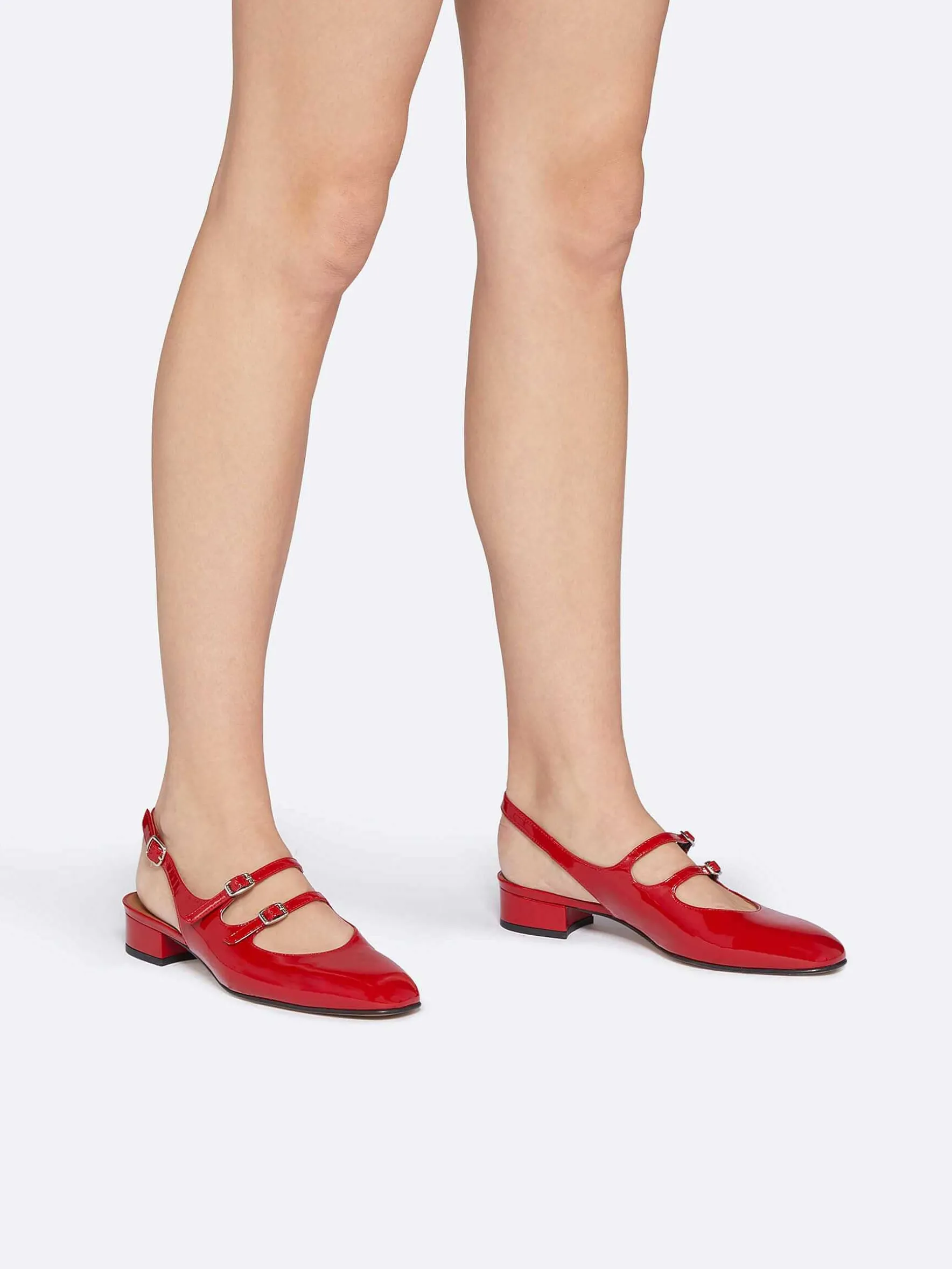 Carel Slingbacks>Rode Lakleren Slingback Mary Janes