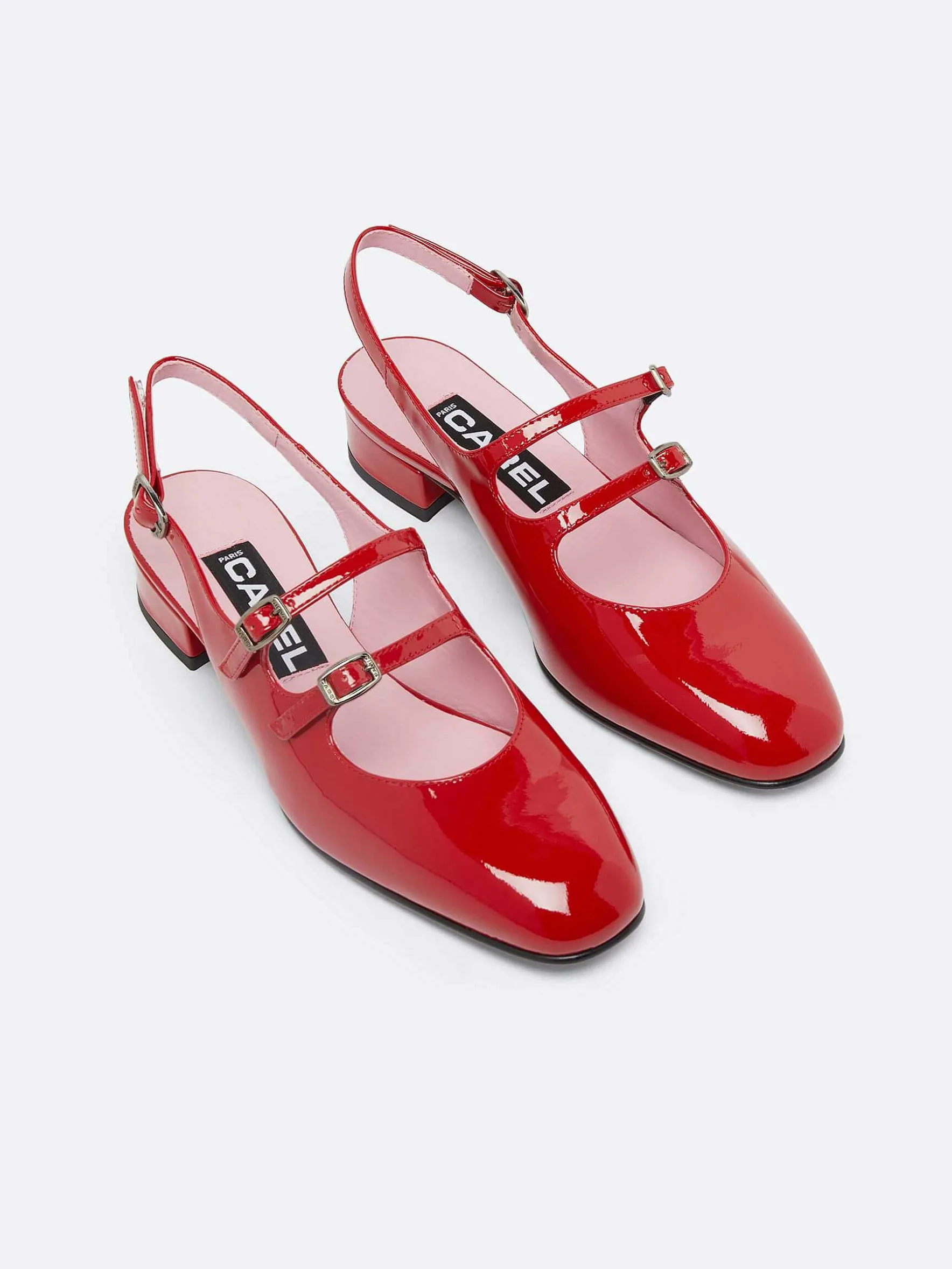 Carel Slingbacks>Rode Lakleren Slingback Mary Janes