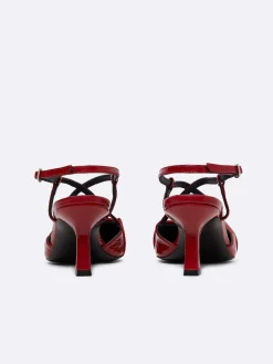 Carel Pompen>Rode Naplack Leren Slingback Pumps