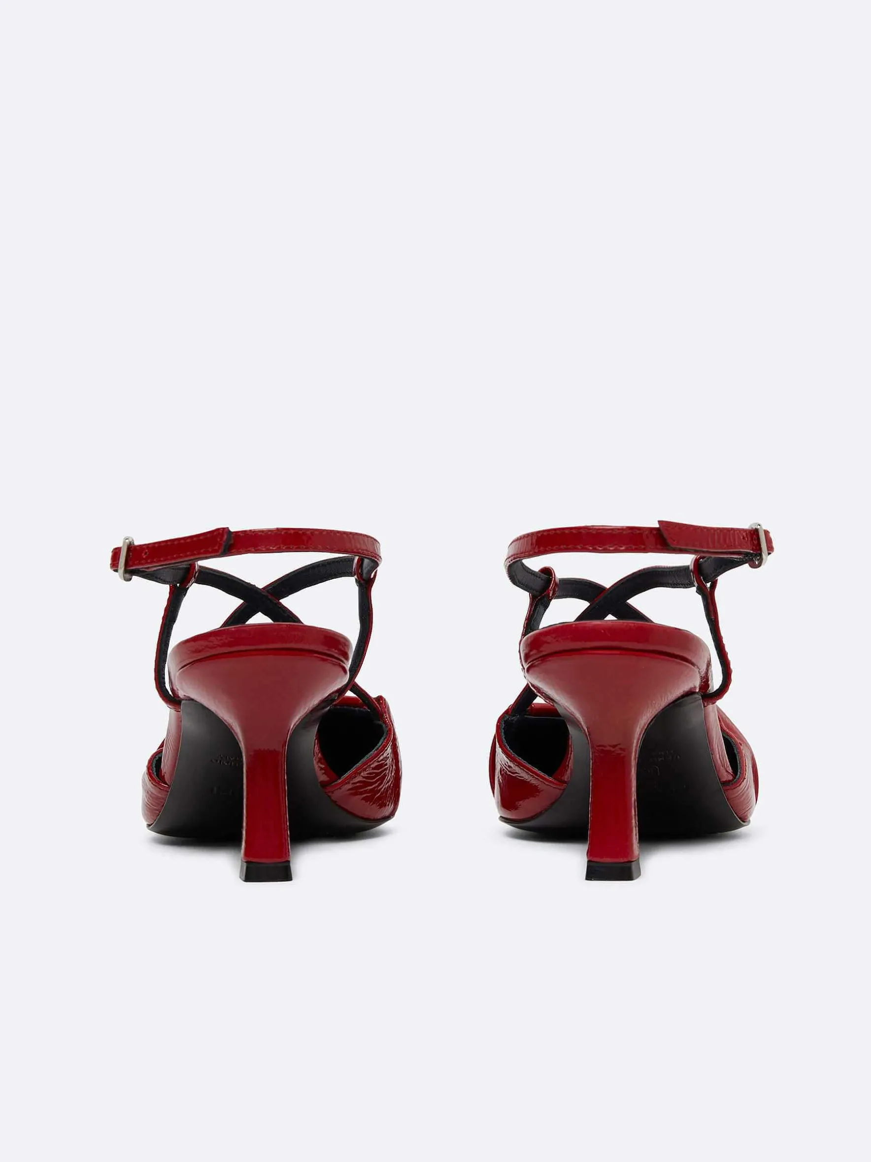 Carel Pompen>Rode Naplack Leren Slingback Pumps