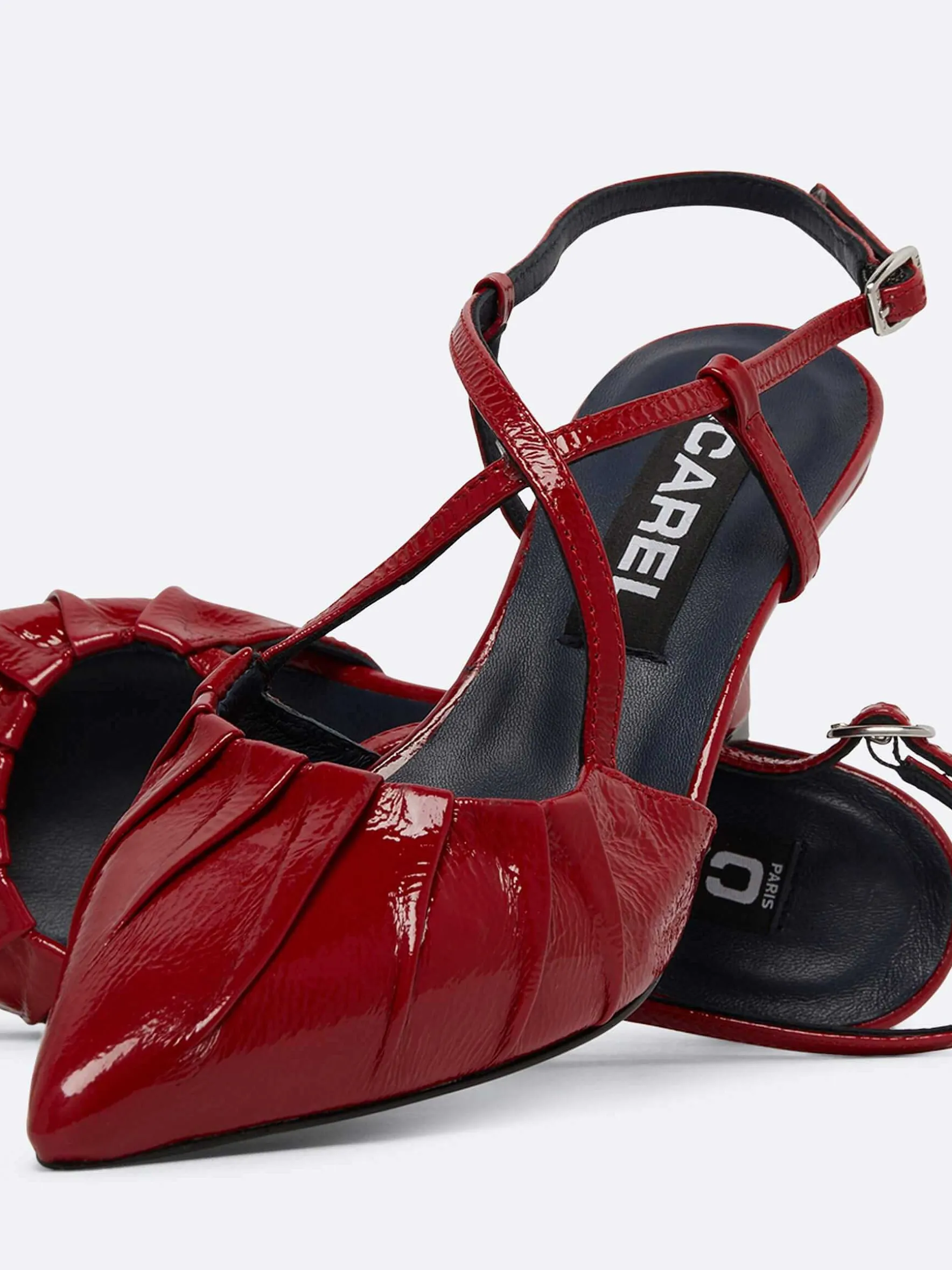 Carel Pompen>Rode Naplack Leren Slingback Pumps