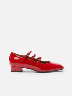 Carel Ballerina'S>Rood Lakleer Mary Janes Ballet Flats