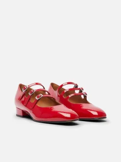 Carel Ballerina'S>Rood Lakleer Mary Janes Ballet Flats