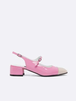 Carel Slingbacks>Roze En Naakt Lak-Geupcycled Leer Slingback Mary Janes
