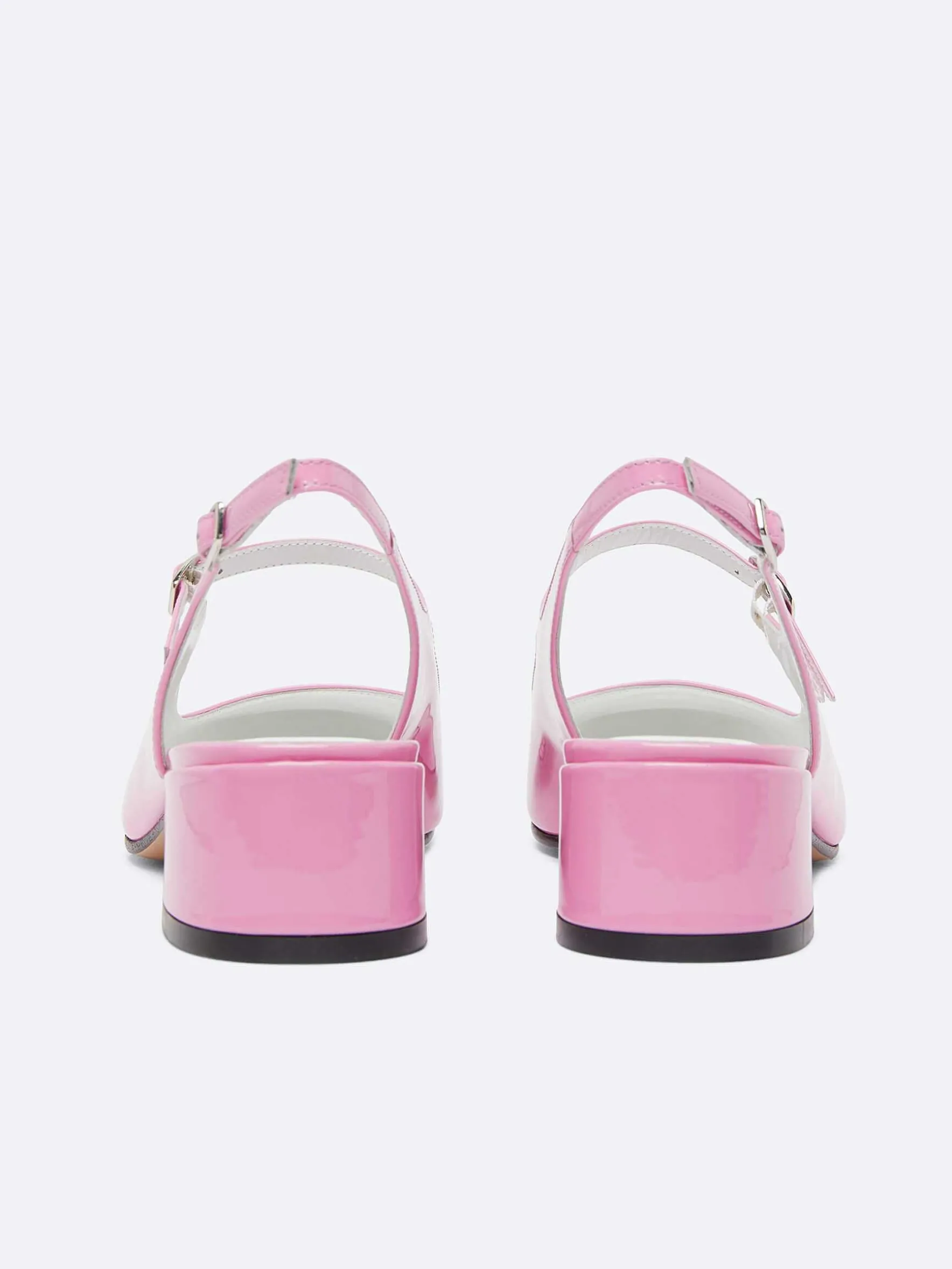 Carel Slingbacks>Roze En Naakt Lak-Geupcycled Leer Slingback Mary Janes