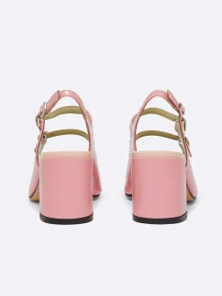 Carel Slingbacks>Roze En Naakt Lakleren Slingback Mary Janes