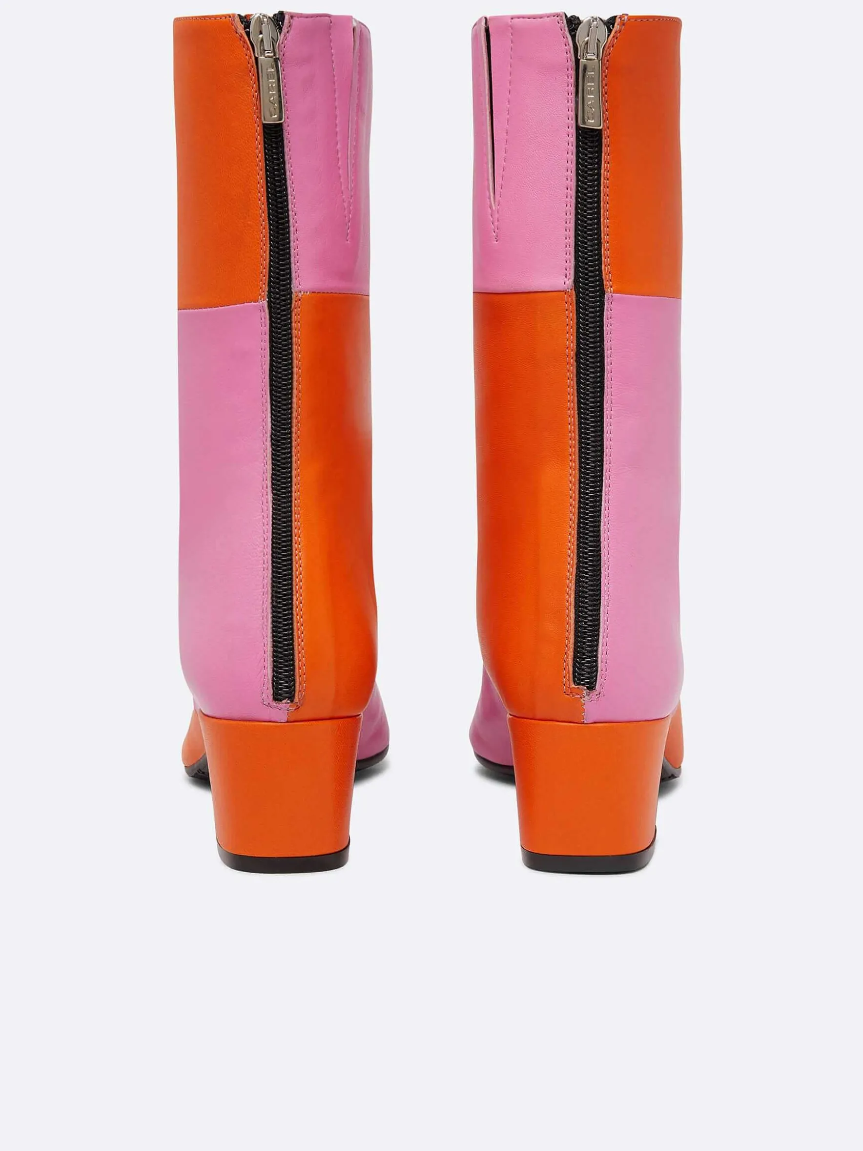 Carel Laarzen En Enkellaarzen>Roze En Oranje Geruite Leren Enkellaarzen