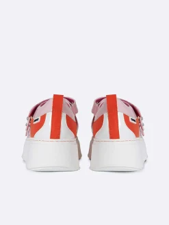Carel Sneakers>Roze, Oranje En Ivoorkleurige Eco Patent-Sneakers
