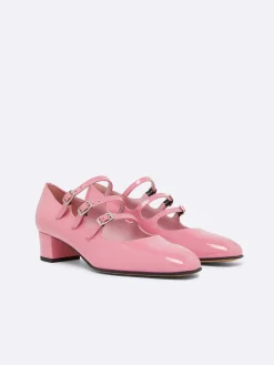 Carel Maria Janes>Roze Upcycled Lakleer Mary Janes Pumps