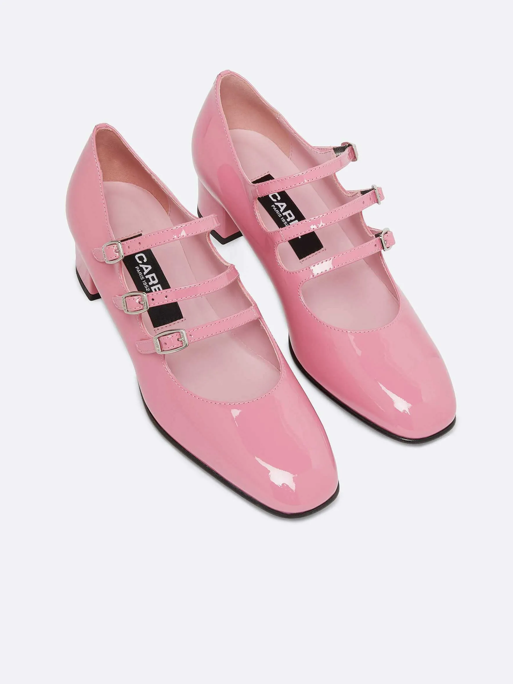 Carel Maria Janes>Roze Upcycled Lakleer Mary Janes Pumps