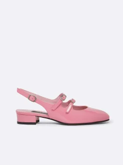Carel Slingbacks>Roze Upcycled Lakleer Slingback Mary Janes