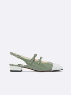 Carel Slingbacks>Saliegroen En Watergroen Lakleer Slingback Mary Janes