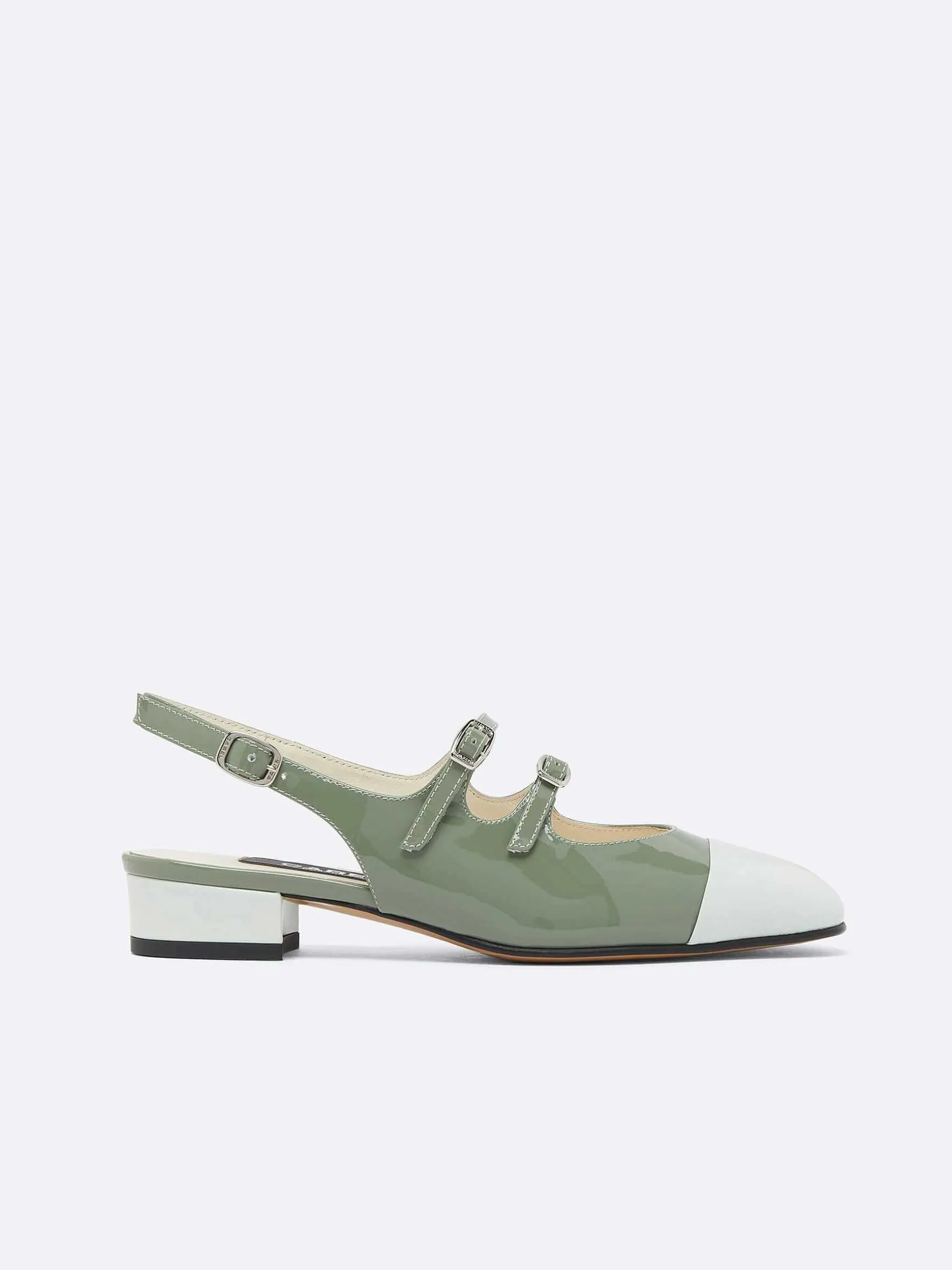 Carel Slingbacks>Saliegroen En Watergroen Lakleer Slingback Mary Janes
