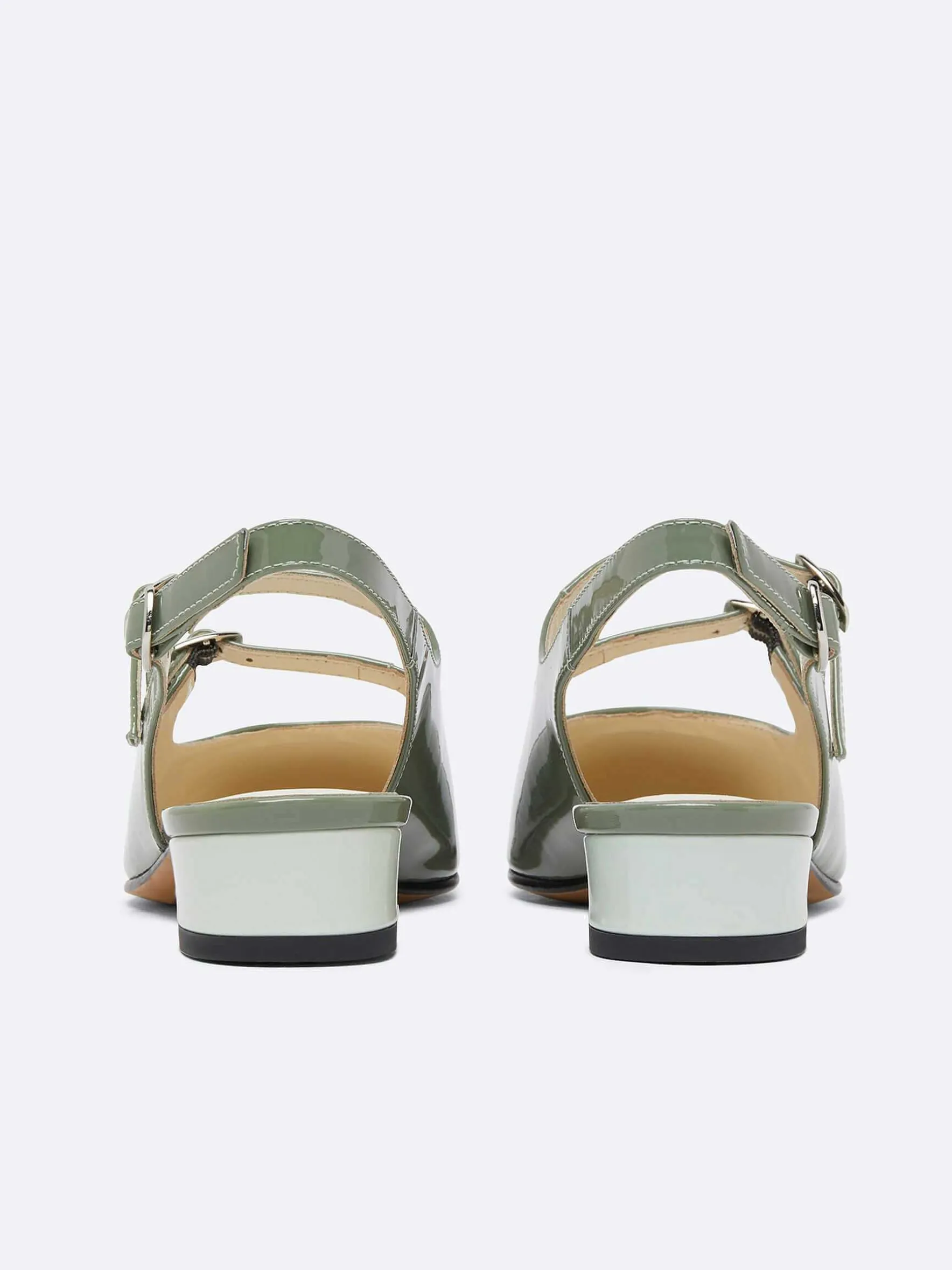 Carel Slingbacks>Saliegroen En Watergroen Lakleer Slingback Mary Janes