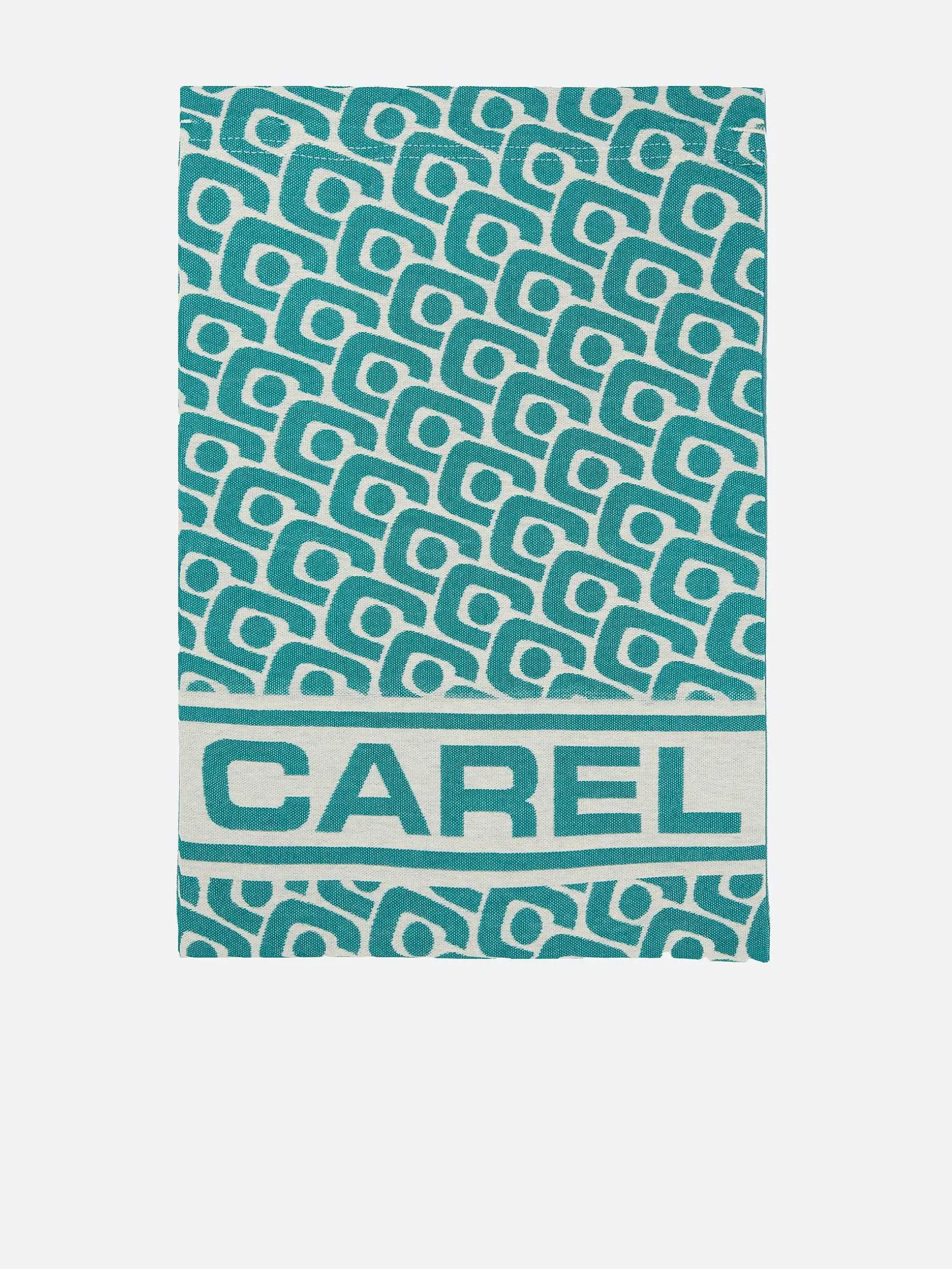 Carel Accessoires>Smaragdgroene Jacquardgeweven Reisschoenentas