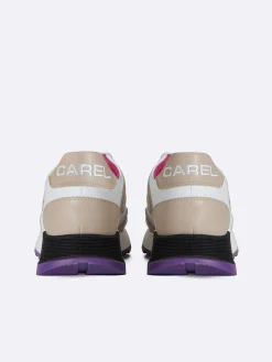 Carel Sneakers>Witte En Beige Sneakers Van Eco-Nappa