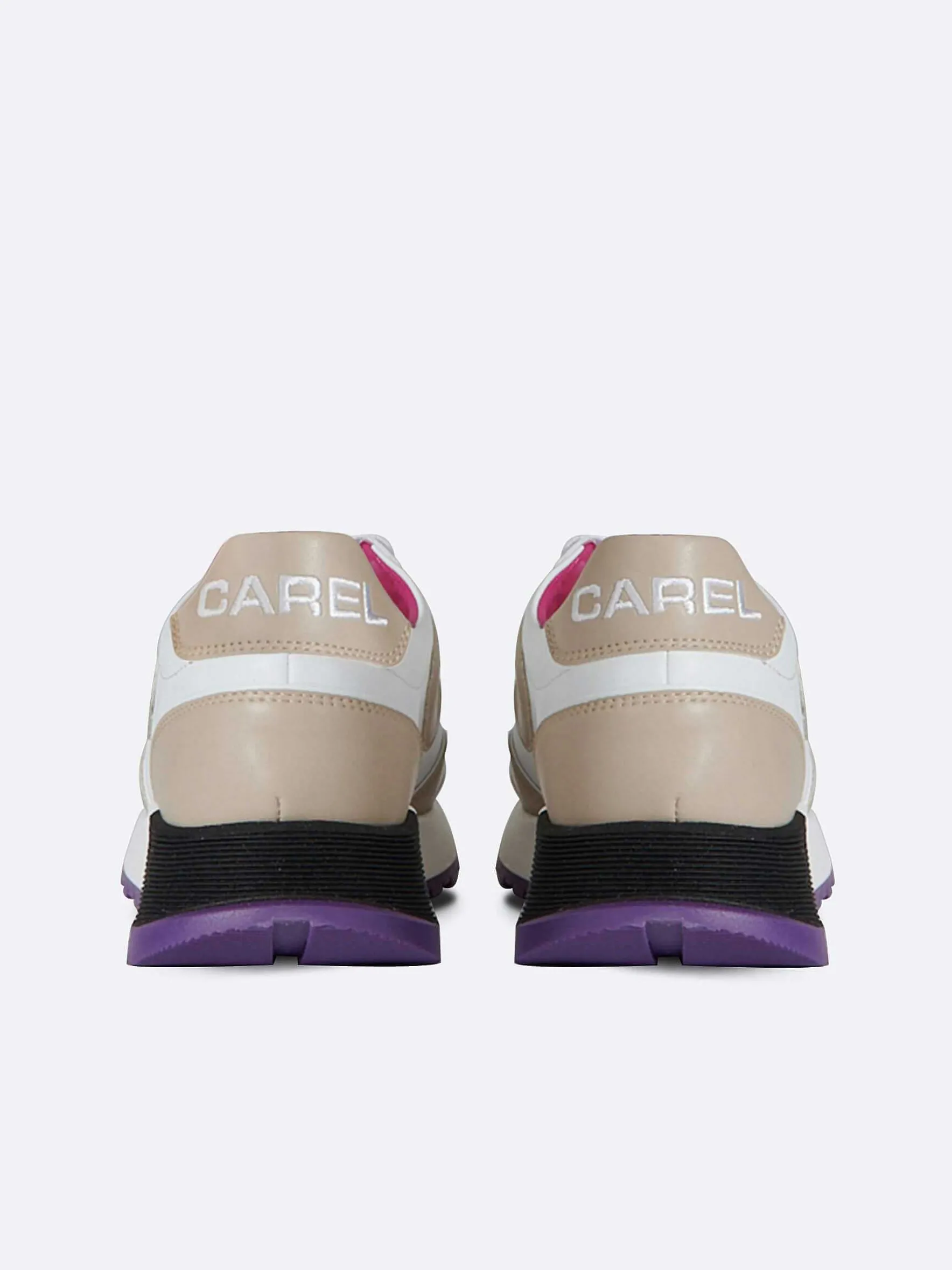 Carel Sneakers>Witte En Beige Sneakers Van Eco-Nappa