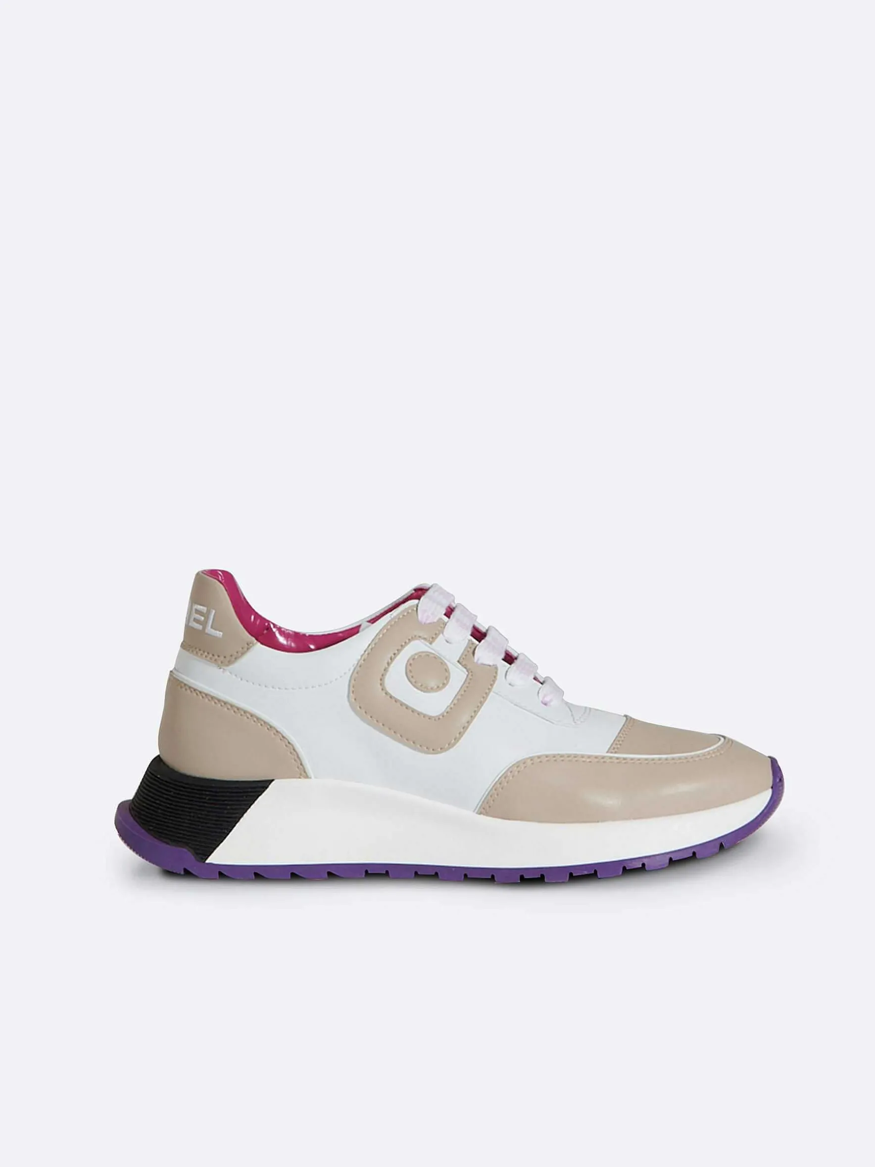 Carel Sneakers>Witte En Beige Sneakers Van Eco-Nappa