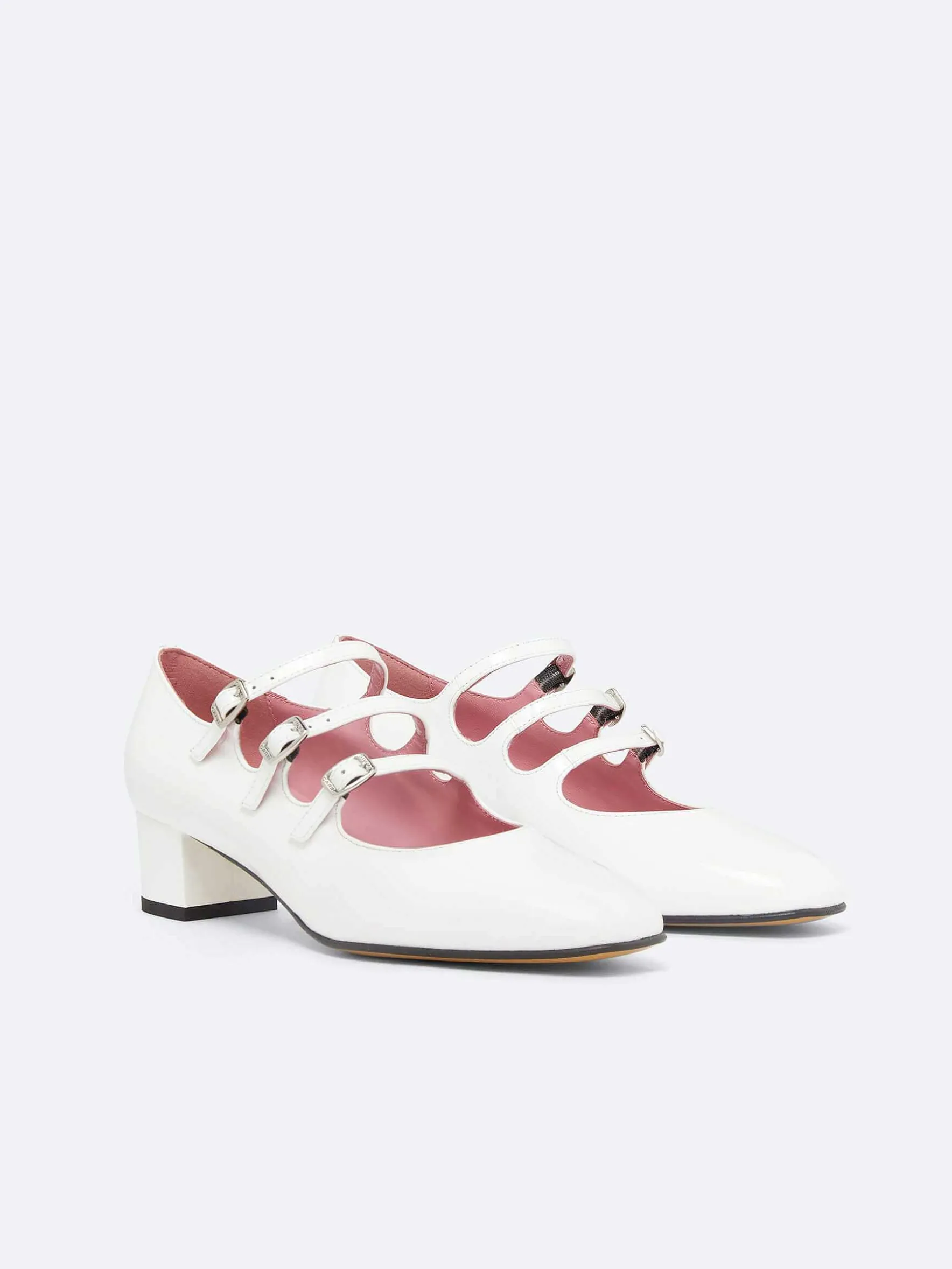 Carel Maria Janes>Witte Lakleren Mary Janes Pumps
