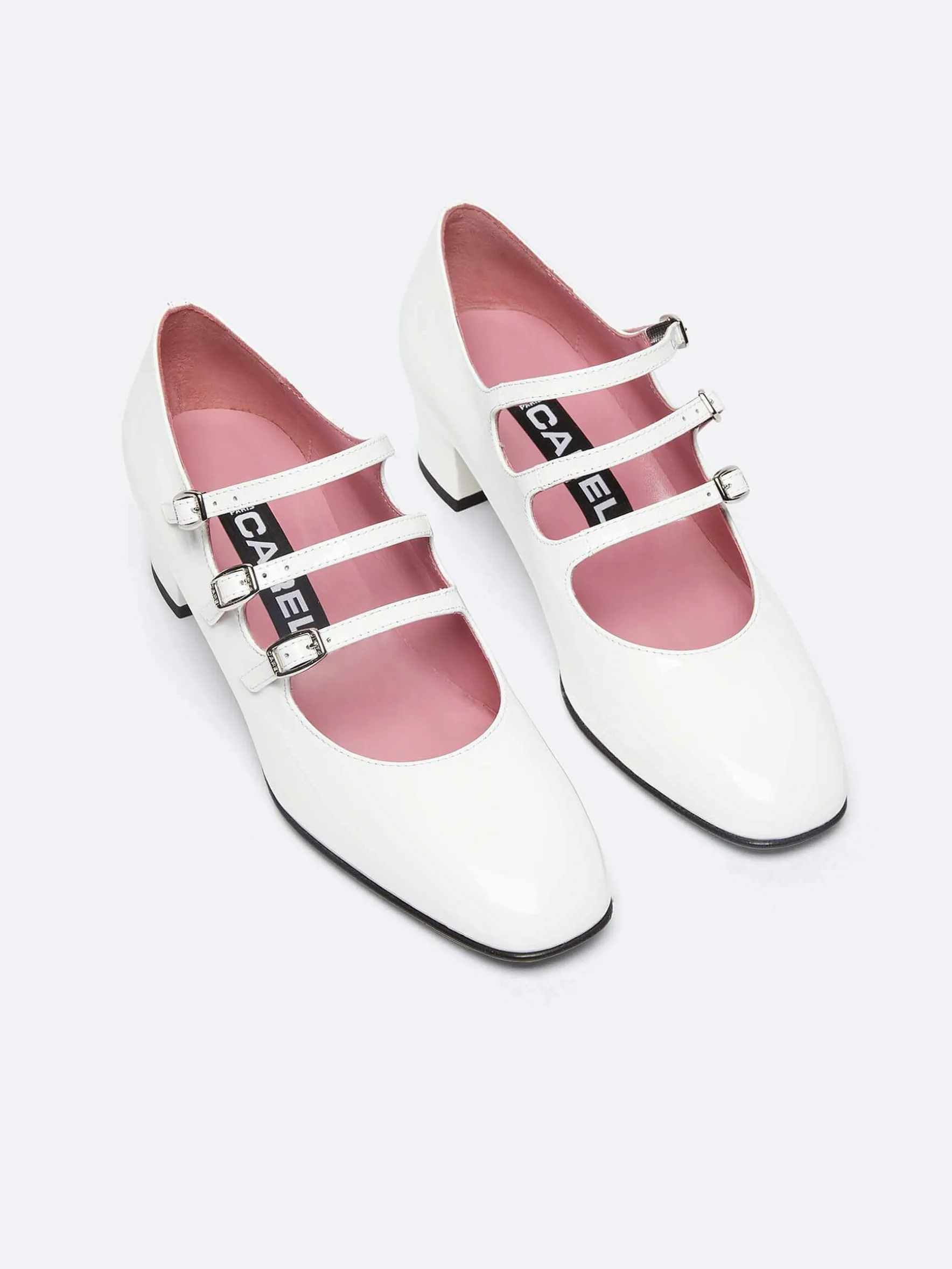 Carel Maria Janes>Witte Lakleren Mary Janes Pumps