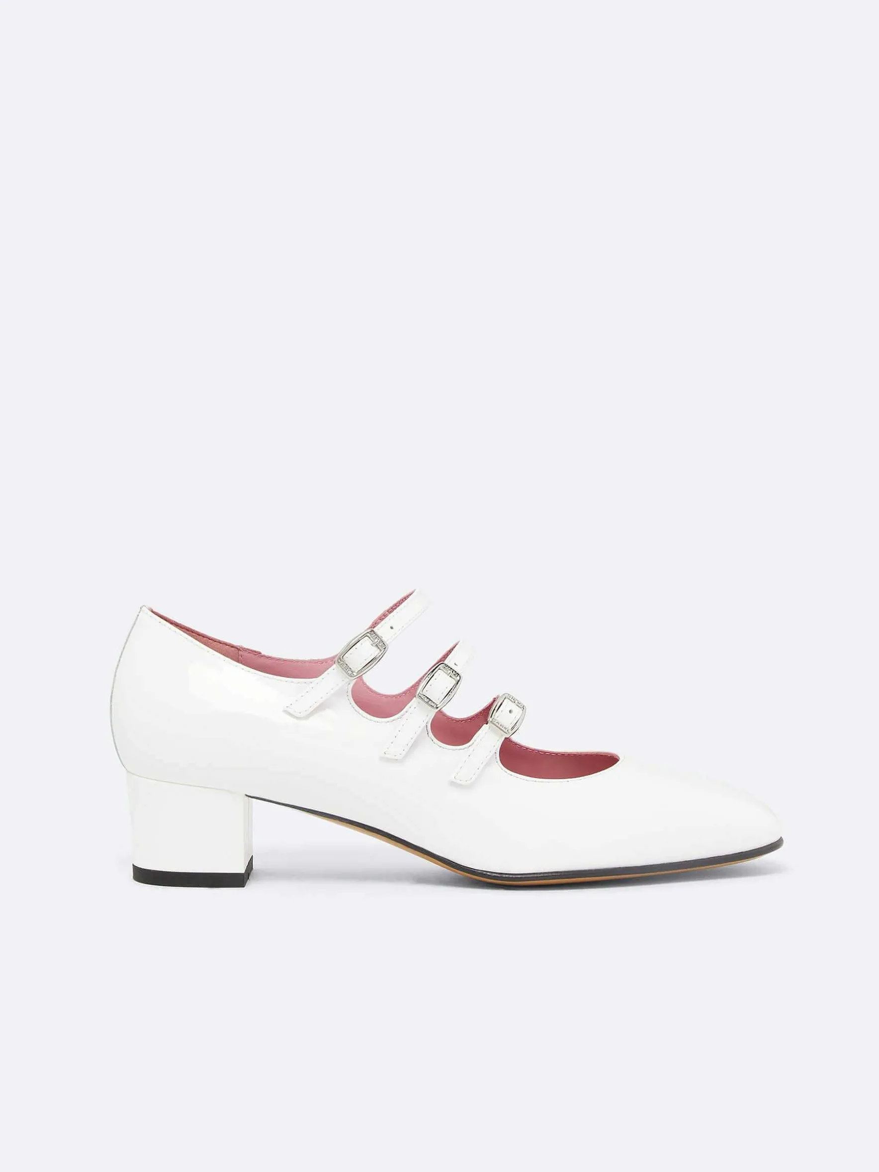 Carel Maria Janes>Witte Lakleren Mary Janes Pumps