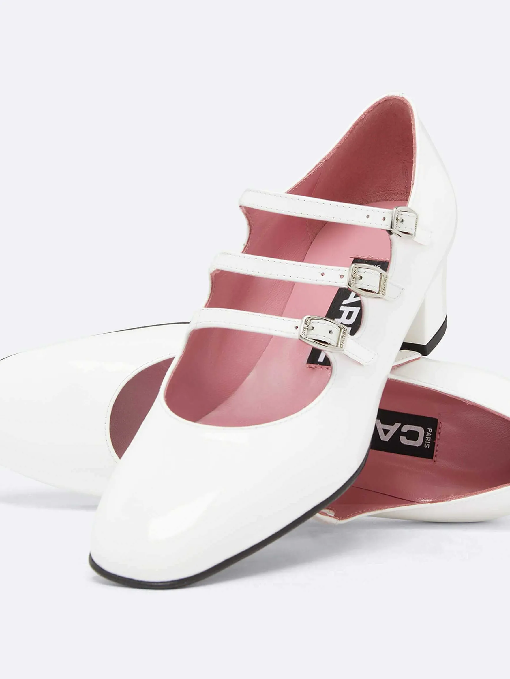 Carel Maria Janes>Witte Lakleren Mary Janes Pumps