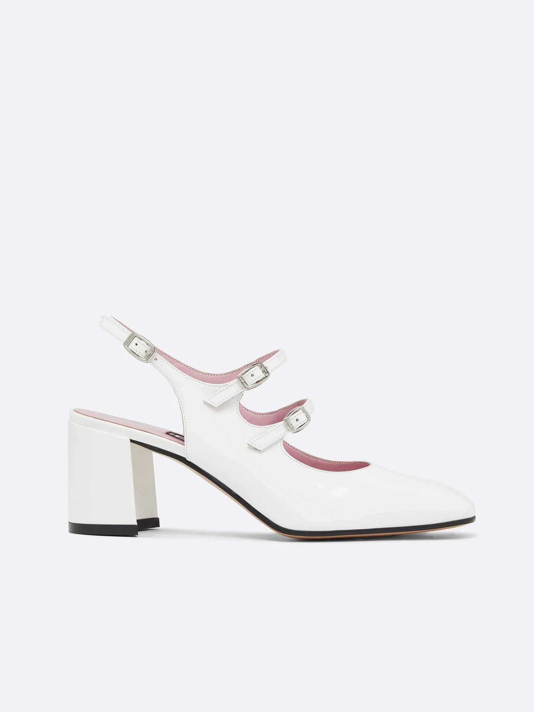 Carel Maria Janes>Witte Lakleren Slingback Mary Janes
