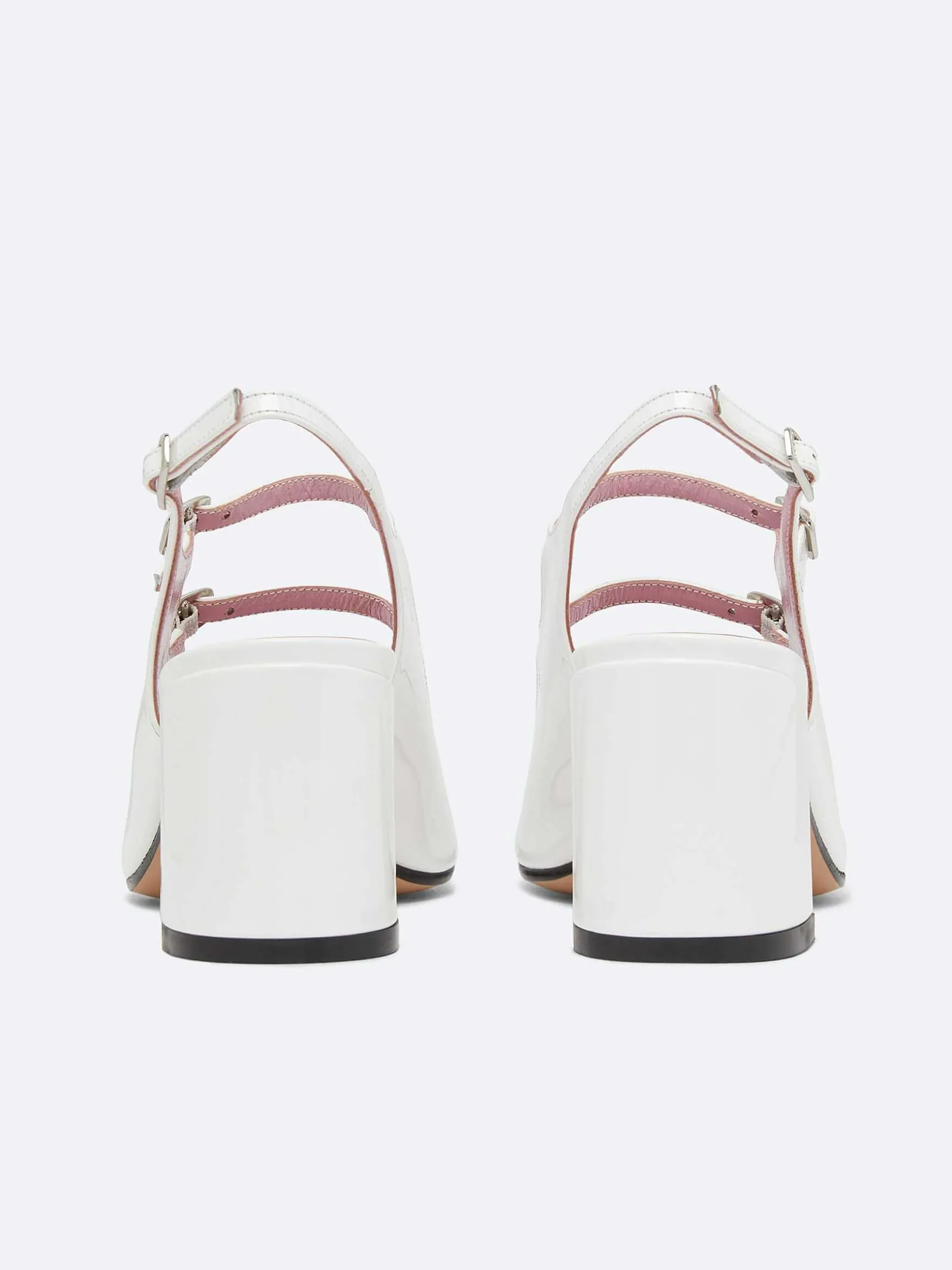 Carel Maria Janes>Witte Lakleren Slingback Mary Janes