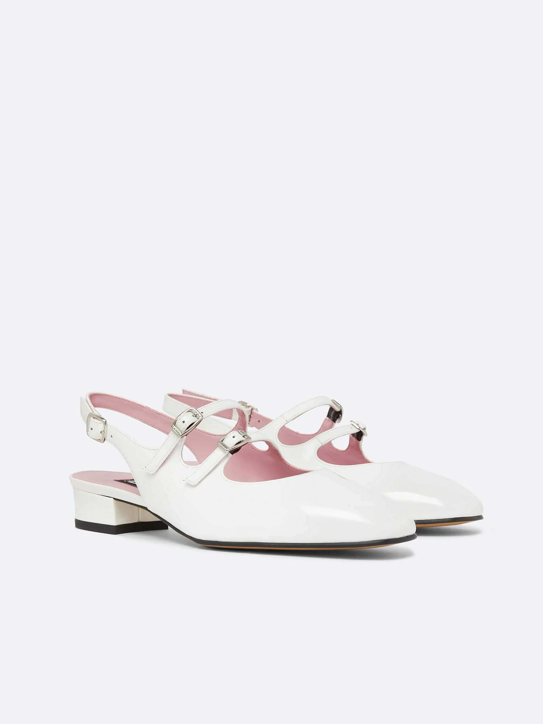 Carel Maria Janes>Witte Lakleren Slingback Mary Janes