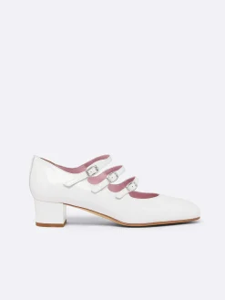 Carel Maria Janes>Witte Naplack Leren Mary Janes Pumps
