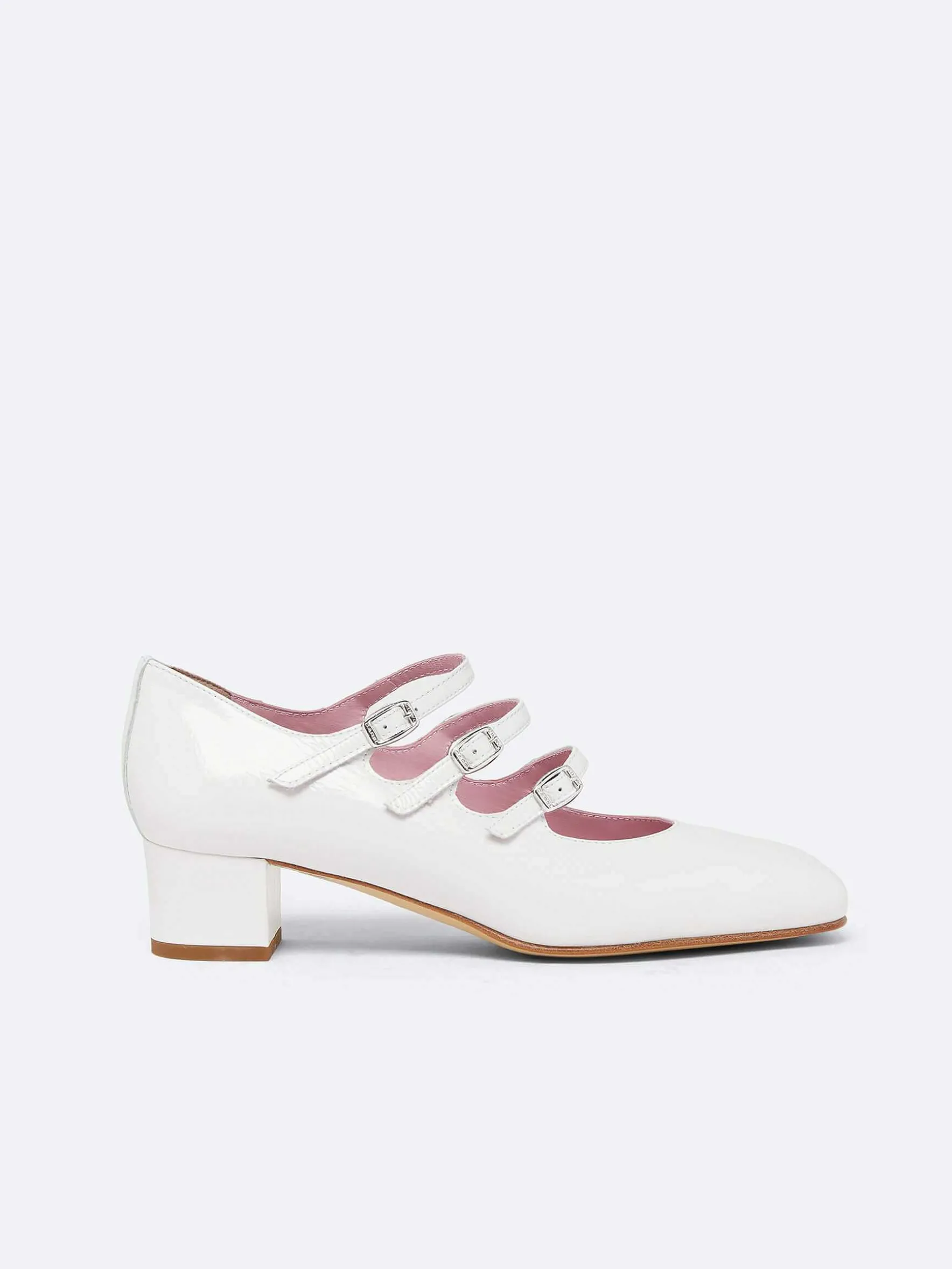 Carel Maria Janes>Witte Naplack Leren Mary Janes Pumps
