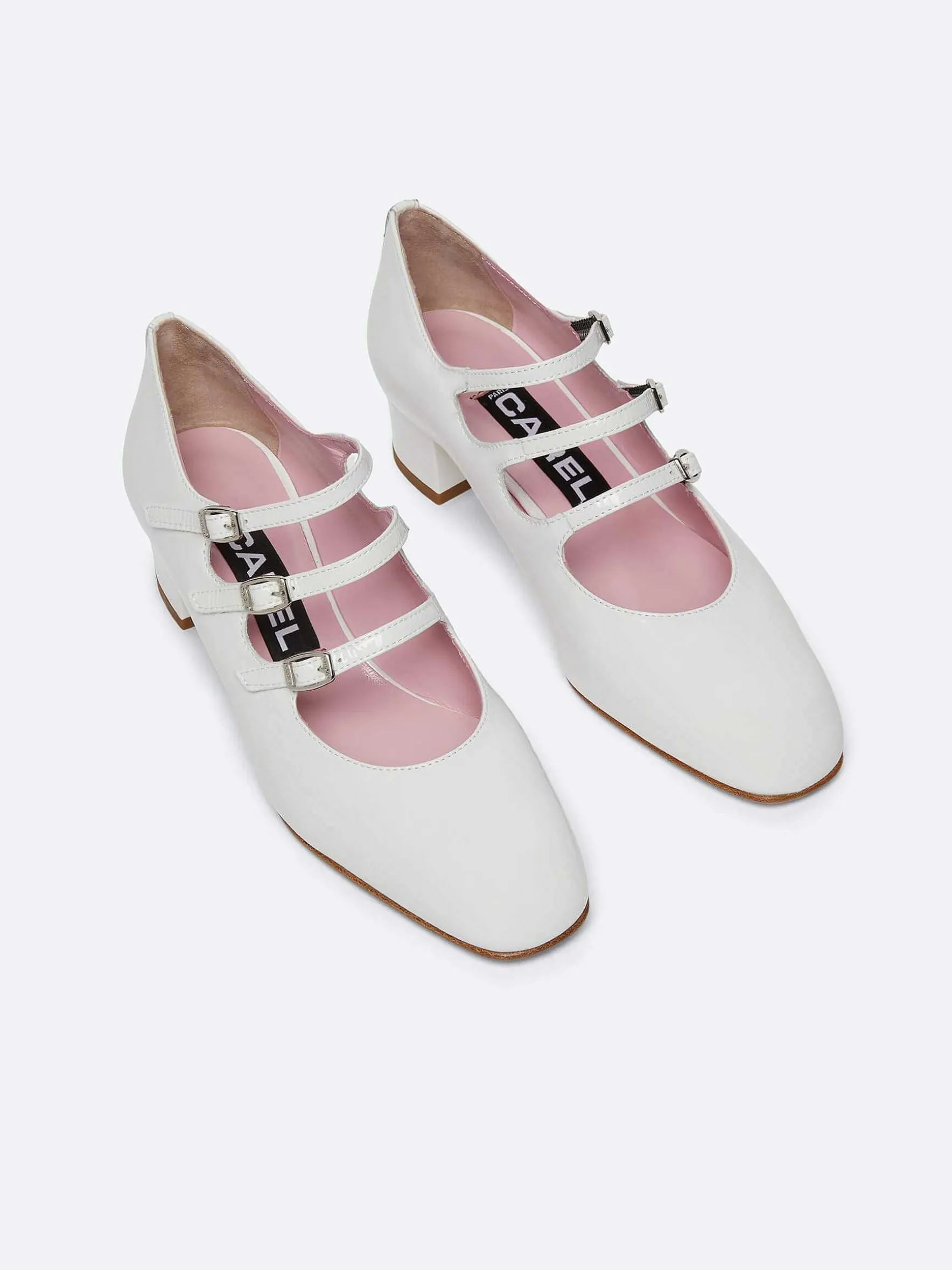 Carel Maria Janes>Witte Naplack Leren Mary Janes Pumps