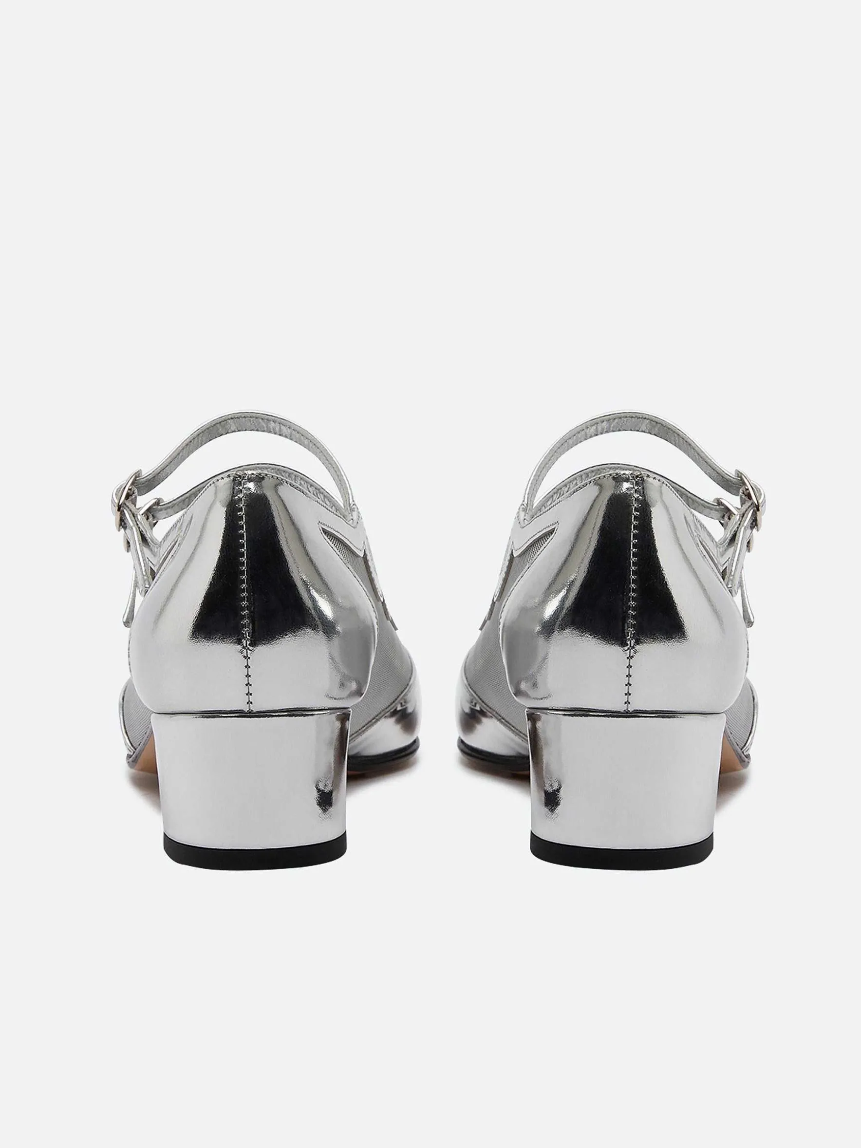 Carel Maria Janes>Zilver Lakleer En Mesh Mary Janes Pumps