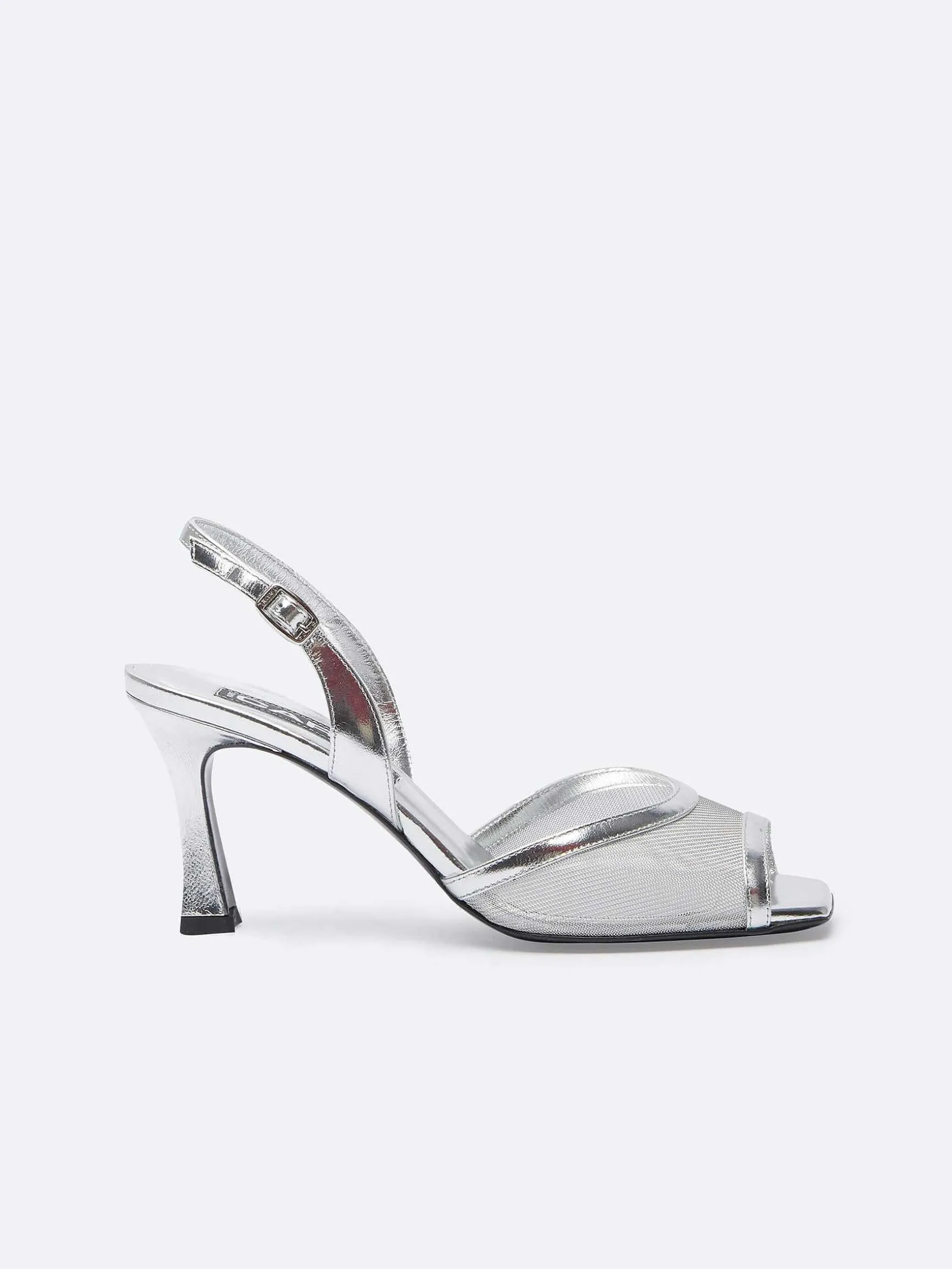 Carel Sandalen En Muilezels>Zilveren Gelamineerde Leren En Mesh Sandalen