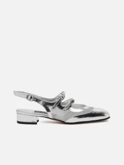 Carel Slingbacks>Zilveren Lakleer En Mesh Slingback Mary Janes