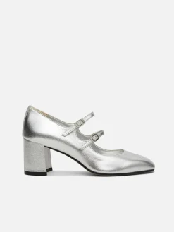 Carel Maria Janes>Zilveren Leren Mary Janes Pumps