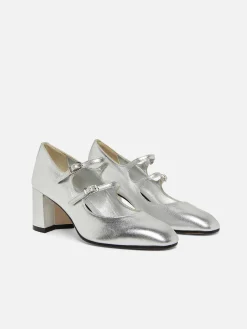 Carel Maria Janes>Zilveren Leren Mary Janes Pumps