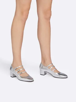 Carel Maria Janes>Zilveren Leren Mary Janes Pumps