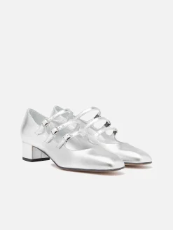 Carel Maria Janes>Zilveren Leren Mary Janes Pumps