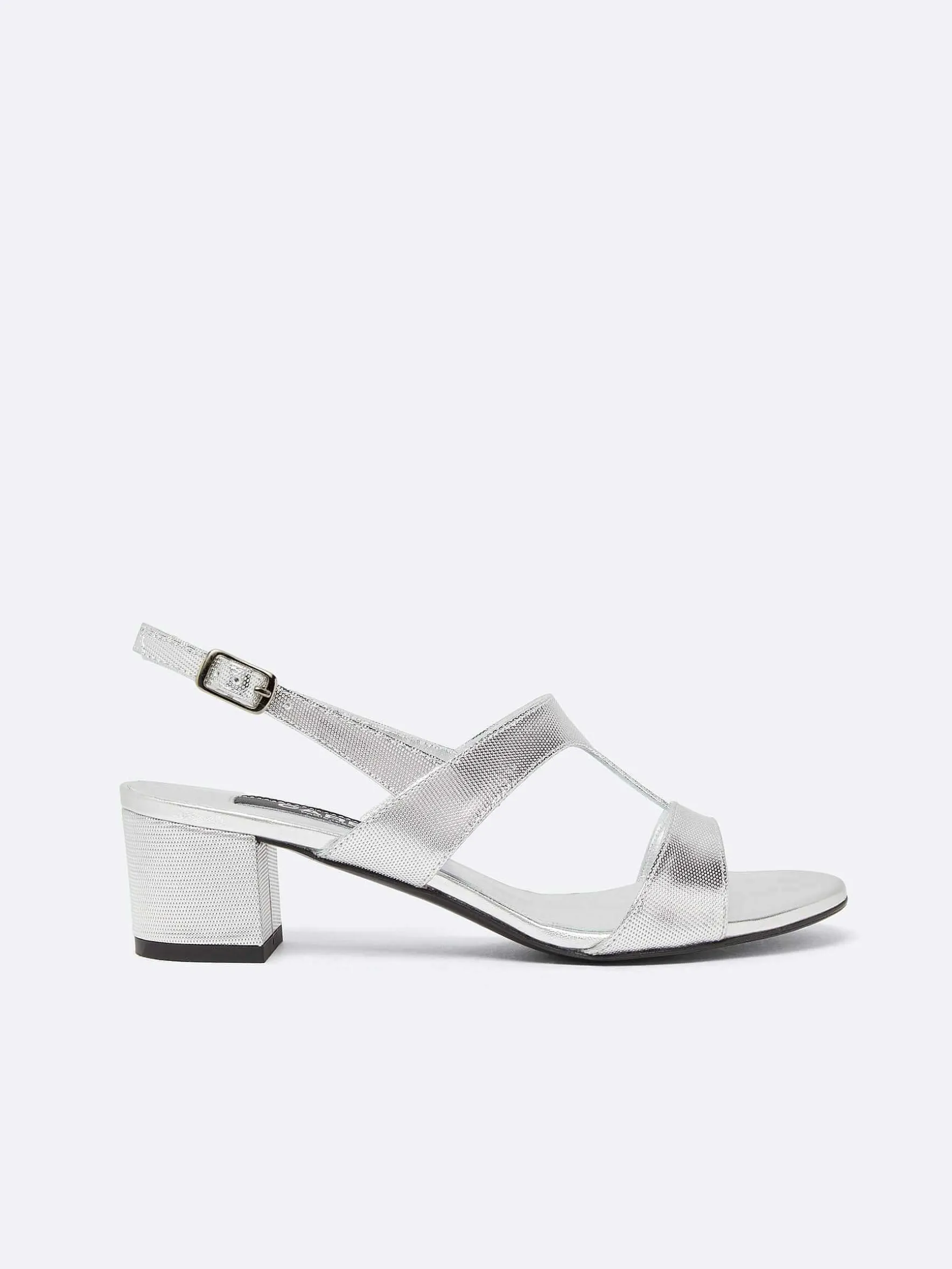 Carel Sandalen En Muilezels>Zilveren Mesh Leren Sandalen Met Relief